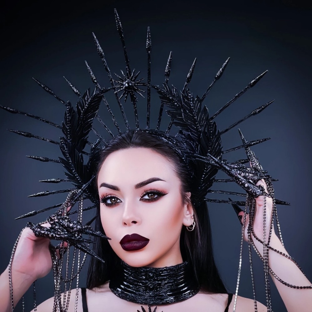 Handcrafted black gothic crown Halloween festivals burning man coachella